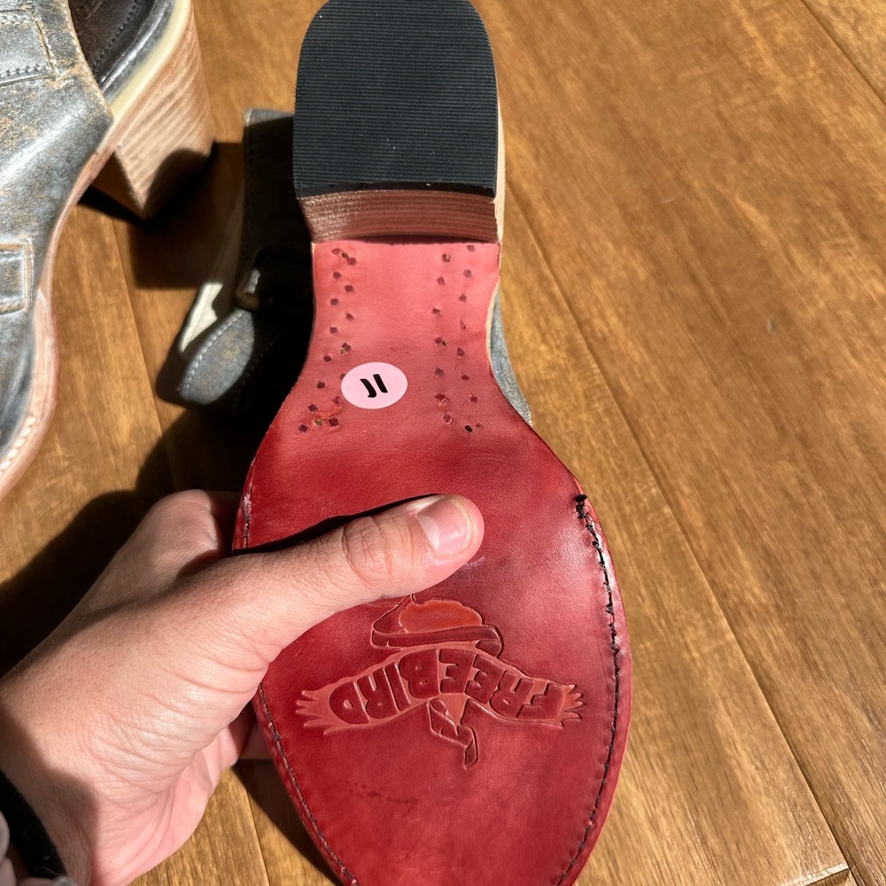 Freebird Distressed Brown Ankle Booties with Buckles - Picture 7 of 11